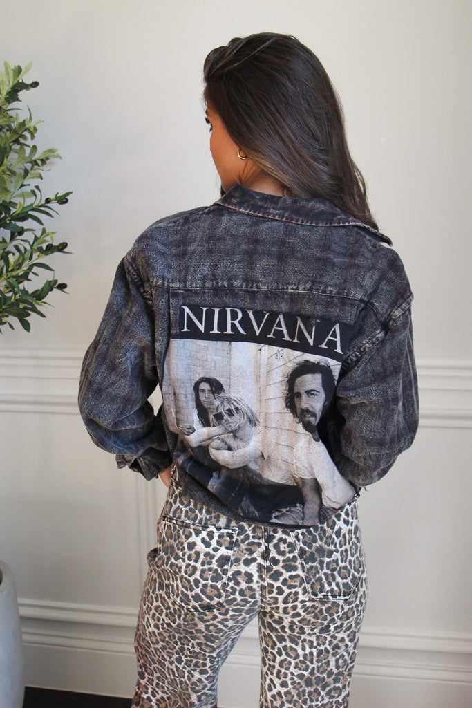 Nirvana Acid Wash Cropped Flannel