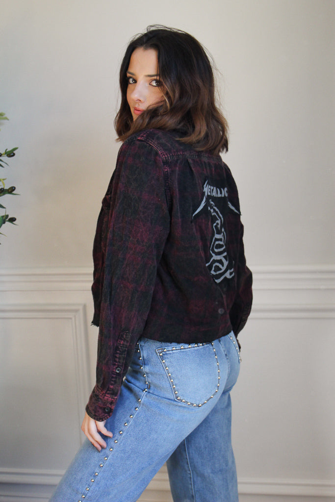 Metallica Acid Wash Cropped Flannel