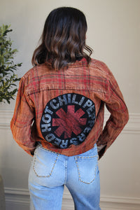 Red Hot Chili Peppers Acid Wash Cropped Flannel