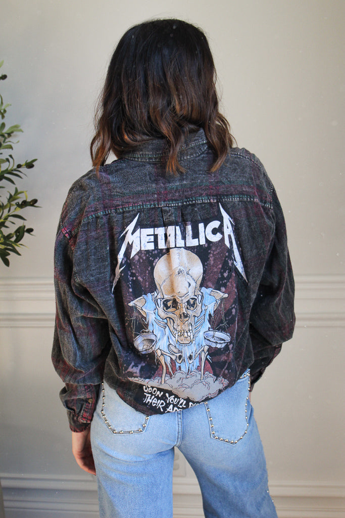 Metallica Acid Wash Cropped Flannel