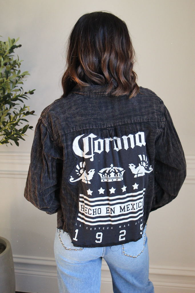 Corona Acid Wash Cropped Flannel