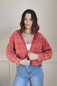 Pinl Floyd Acid Wash Cropped Flannel 