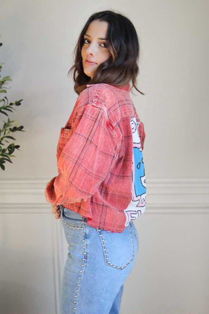 Pinl Floyd Acid Wash Cropped Flannel 