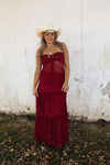 Savannah Lace Maxi Skirt- Merlot