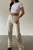 Embroidered Jeans - Cream