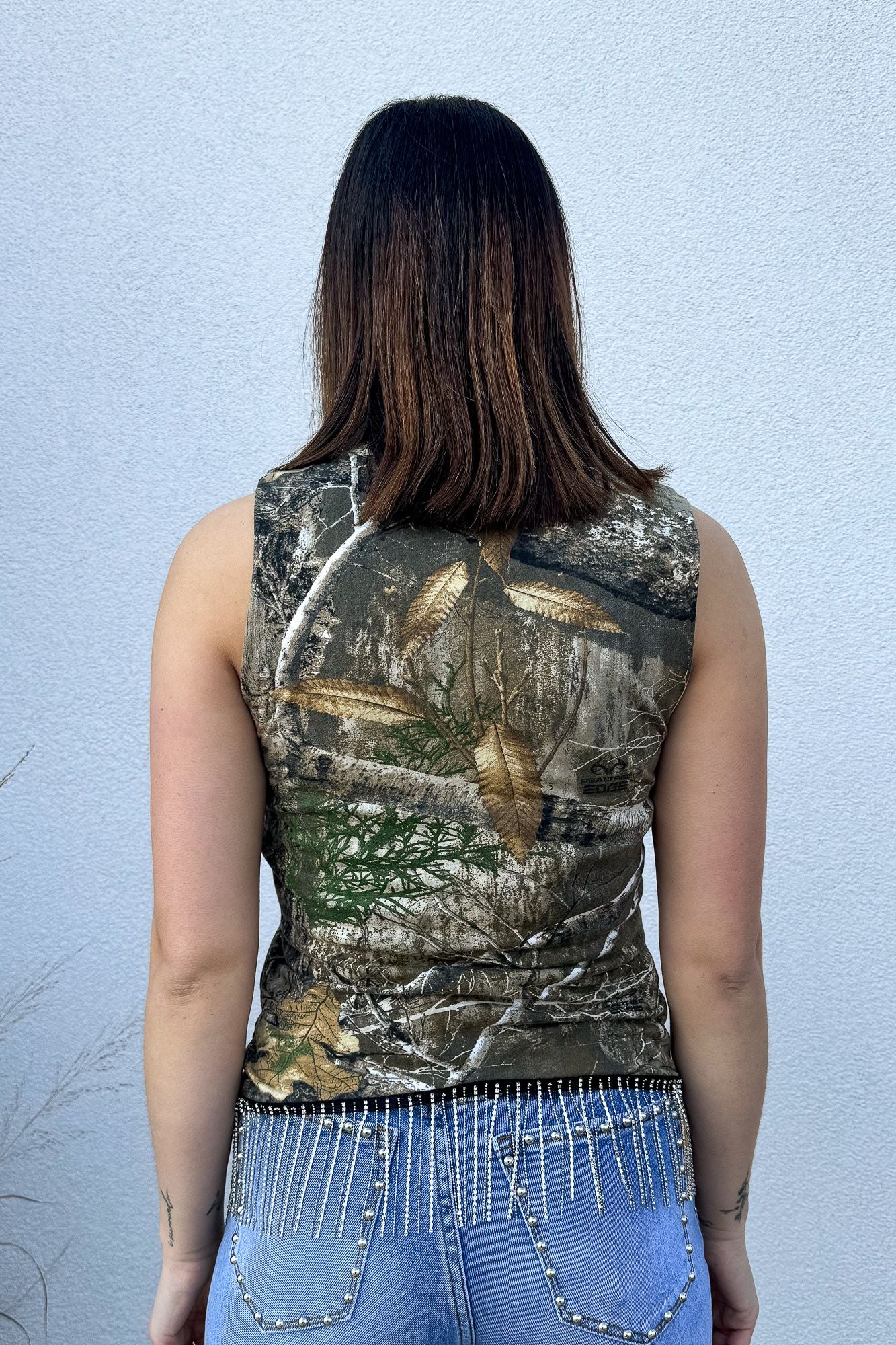 Camo Rhinestone Fringe Tank #7 – Trendy and Tipsy