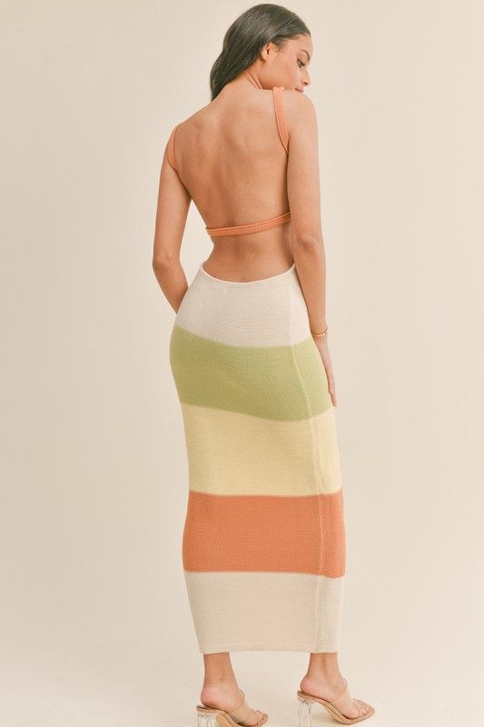 Sunrise Knit Colorblock Maxi Dress