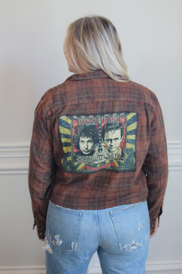 Johnny Cash Acid Wash Cropped Flannel