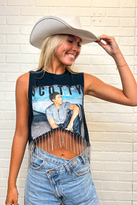 Scotty Cropped Rhinestone Fringe Tank