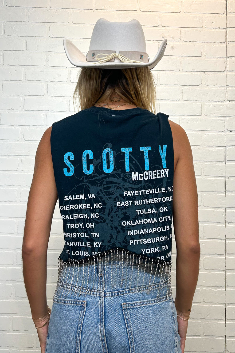 Scotty Cropped Rhinestone Fringe Tank