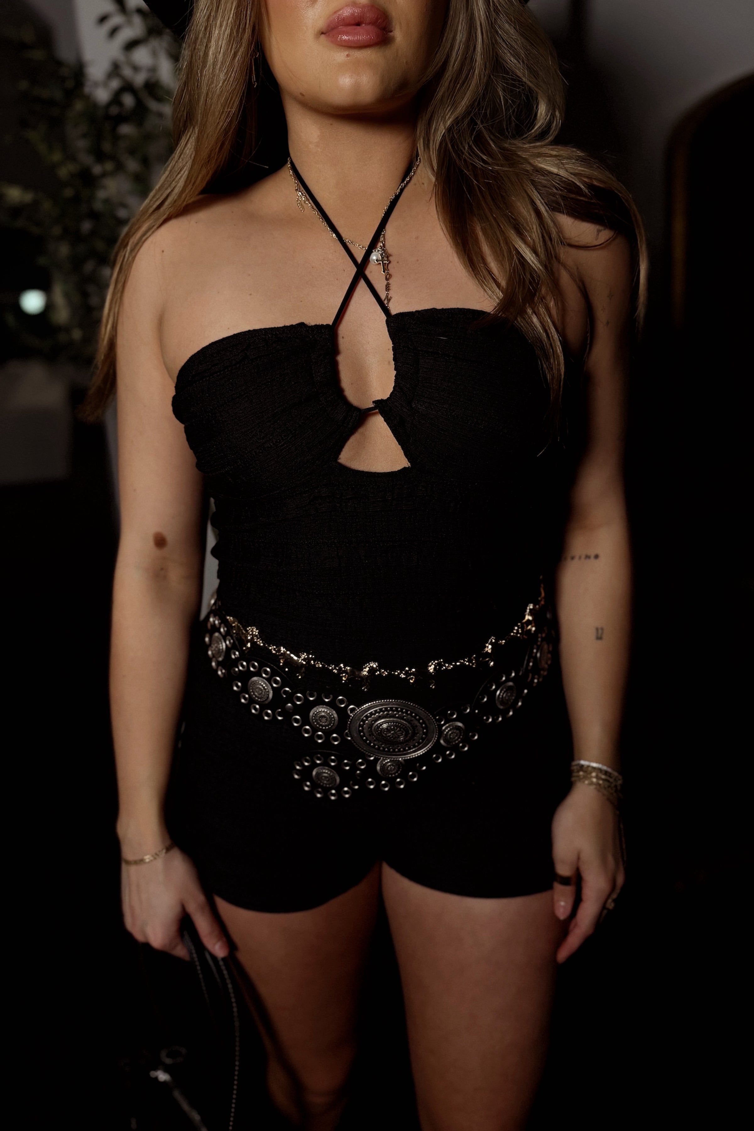 Savannah Lace Romper- Black