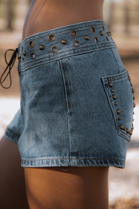 Mojave Lace-Up Denim Shorts