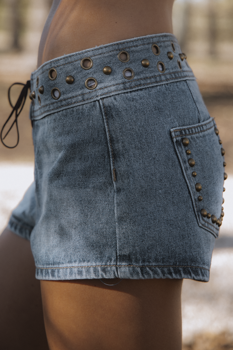 Mojave Lace-Up Denim Shorts