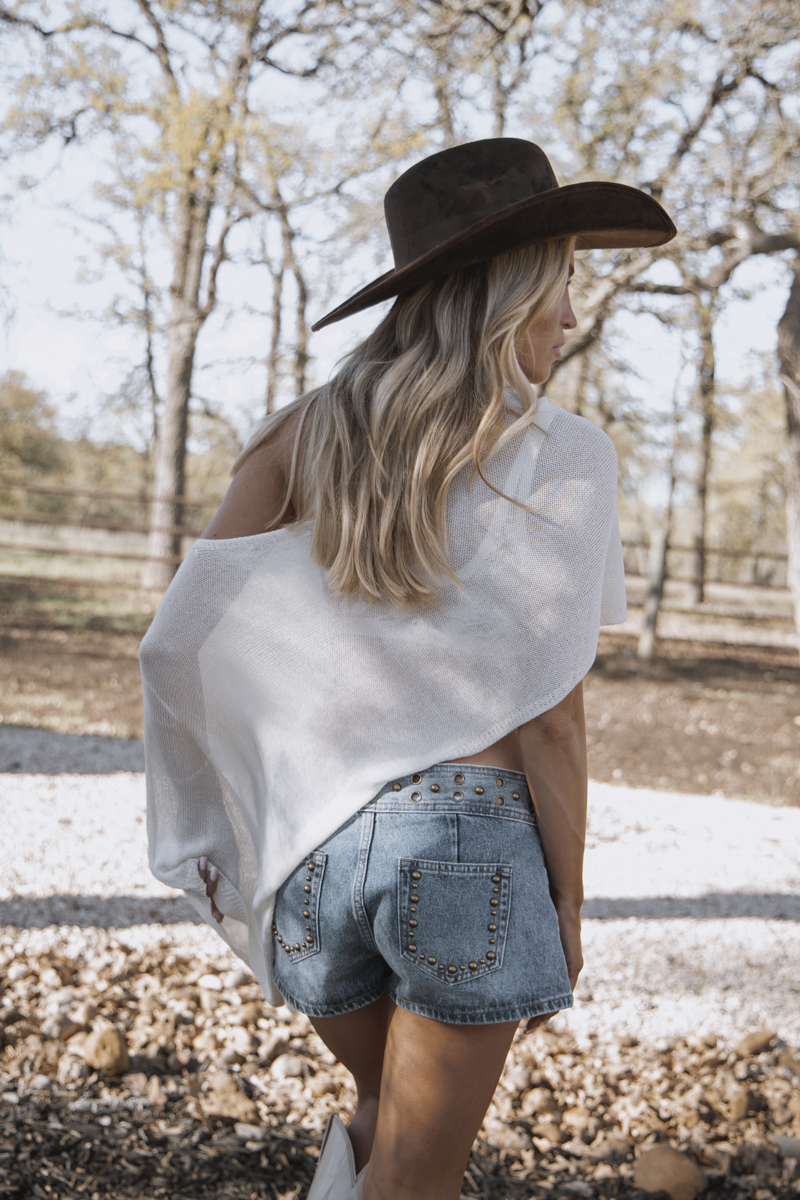 Mojave Lace-Up Denim Shorts