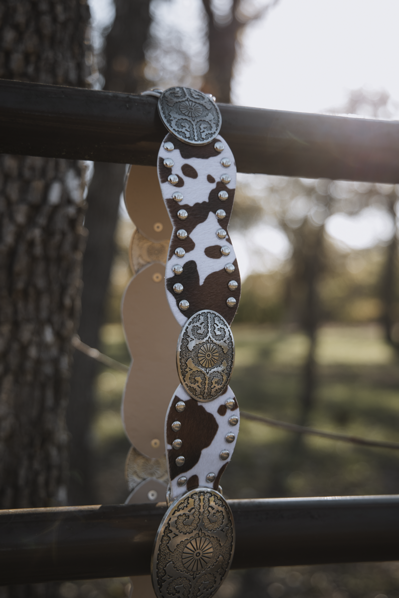 El Dorado Concho Belt- Cow Print