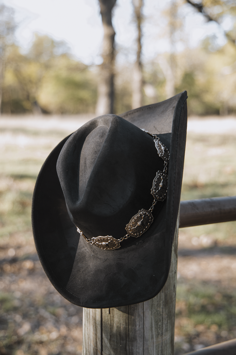 Outlaw Bull Cowboy Hat- Black