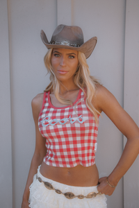 Coors Denim - Rib Tank - Red Gingham