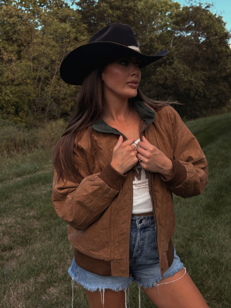 Aviator Vintage Brown Leather Jacket