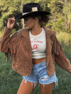 Vintage G400 Suede Fringe Jacket- Brown