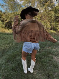 Vintage G400 Suede Fringe Jacket- Brown