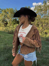 Vintage G400 Suede Fringe Jacket- Brown