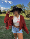 Wild Red Suede Cropped Fringe Jacket