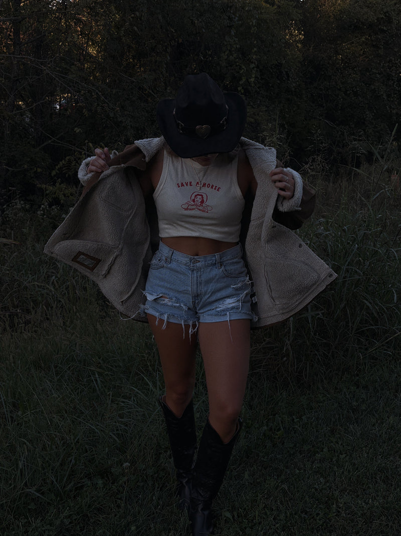 Vintage Shearling- Lined Suede Jacket