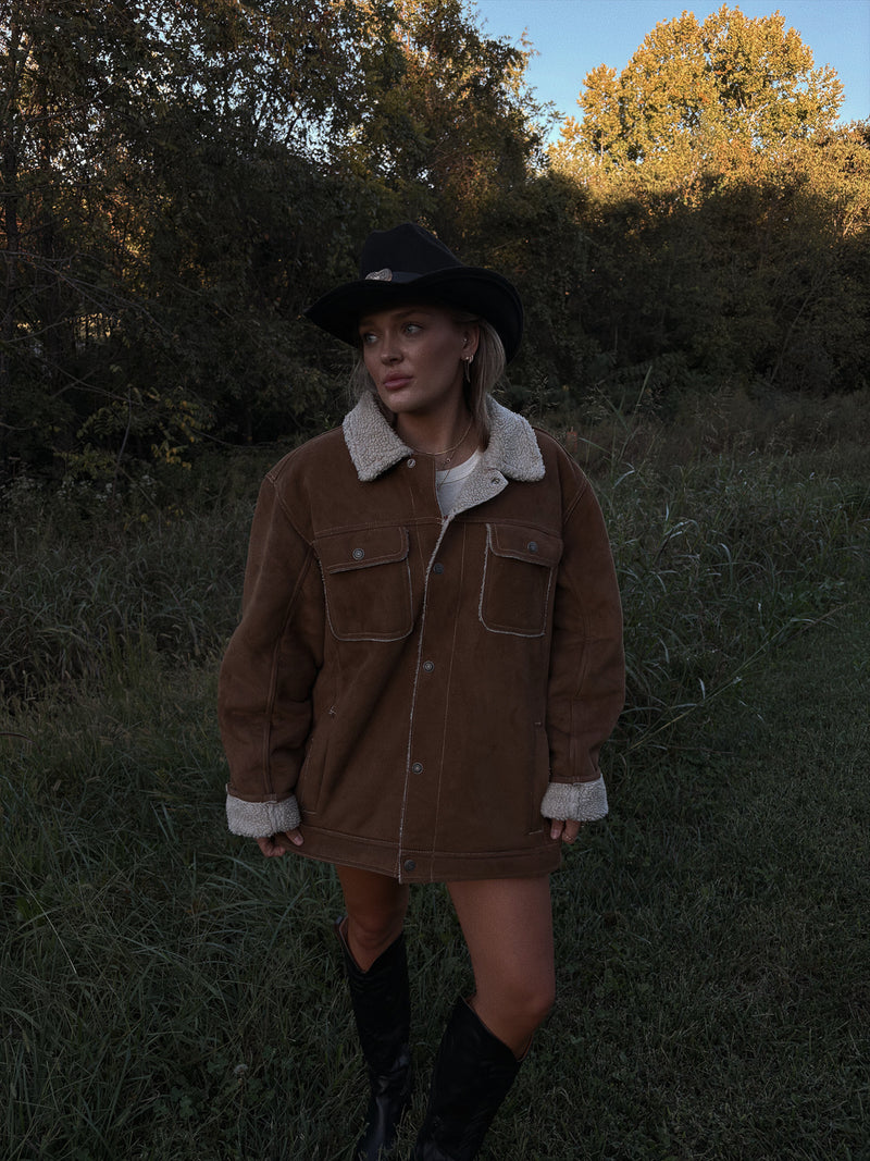 Vintage Shearling- Lined Suede Jacket
