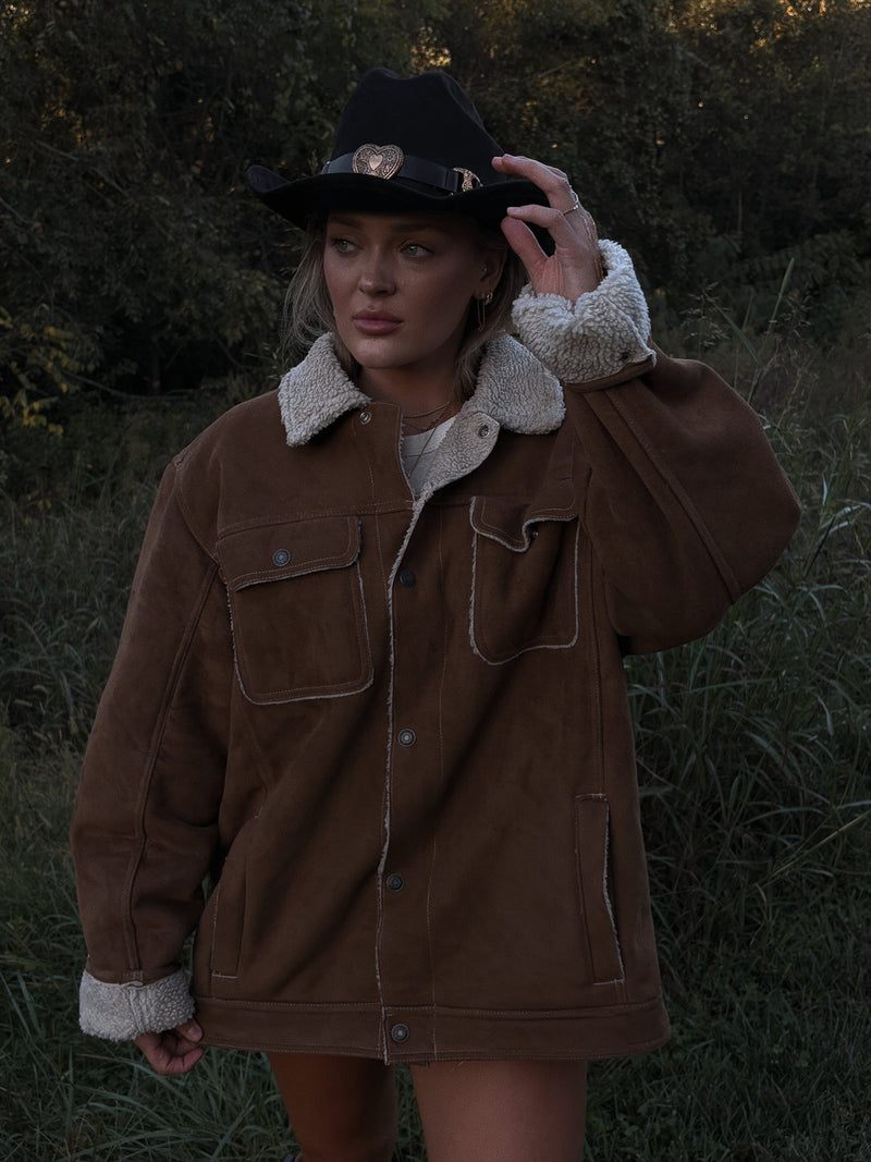 Vintage Shearling- Lined Suede Jacket
