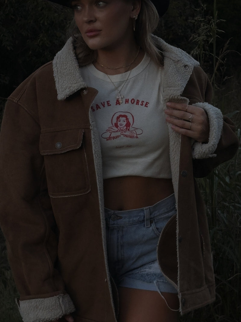 Vintage Shearling- Lined Suede Jacket