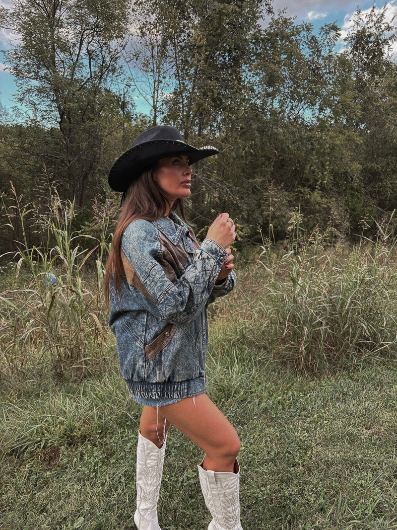 Retro Outlaw Denim & Suede Jacket