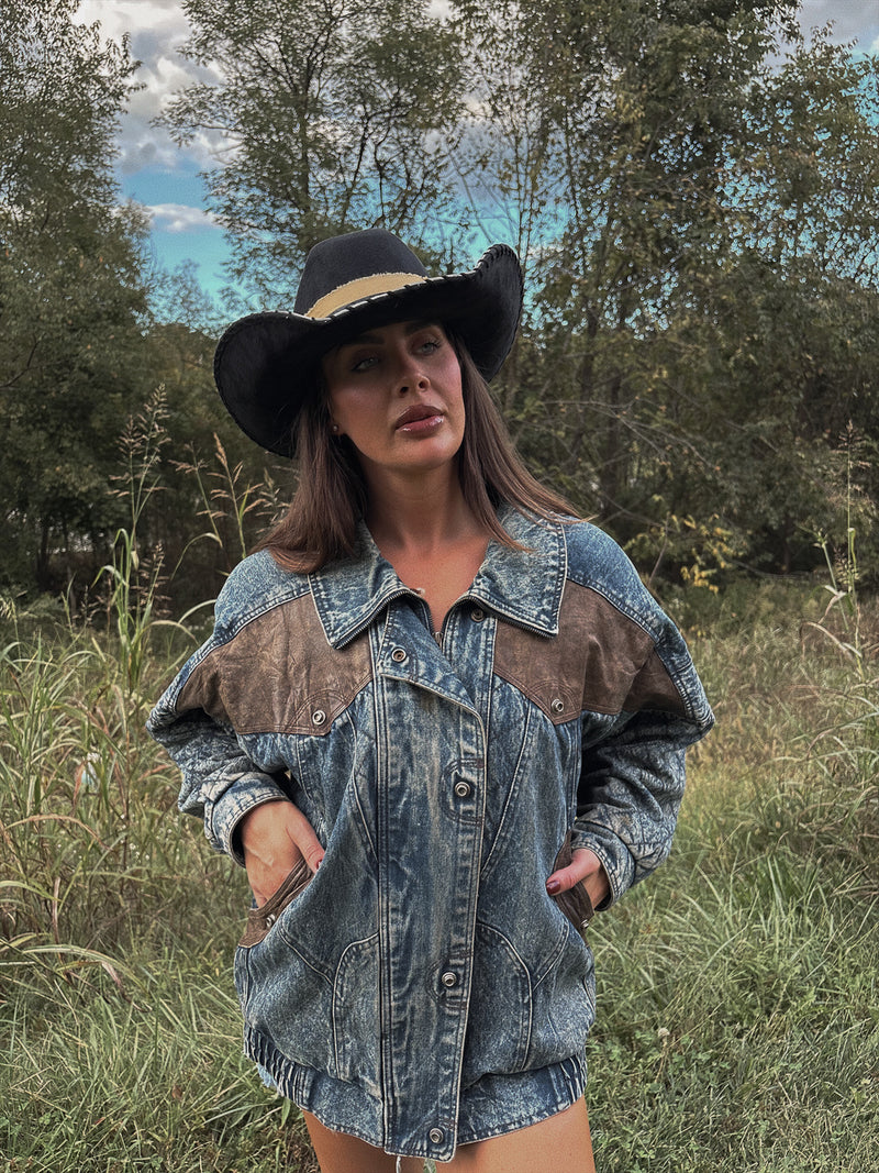 Retro Outlaw Denim & Suede Jacket