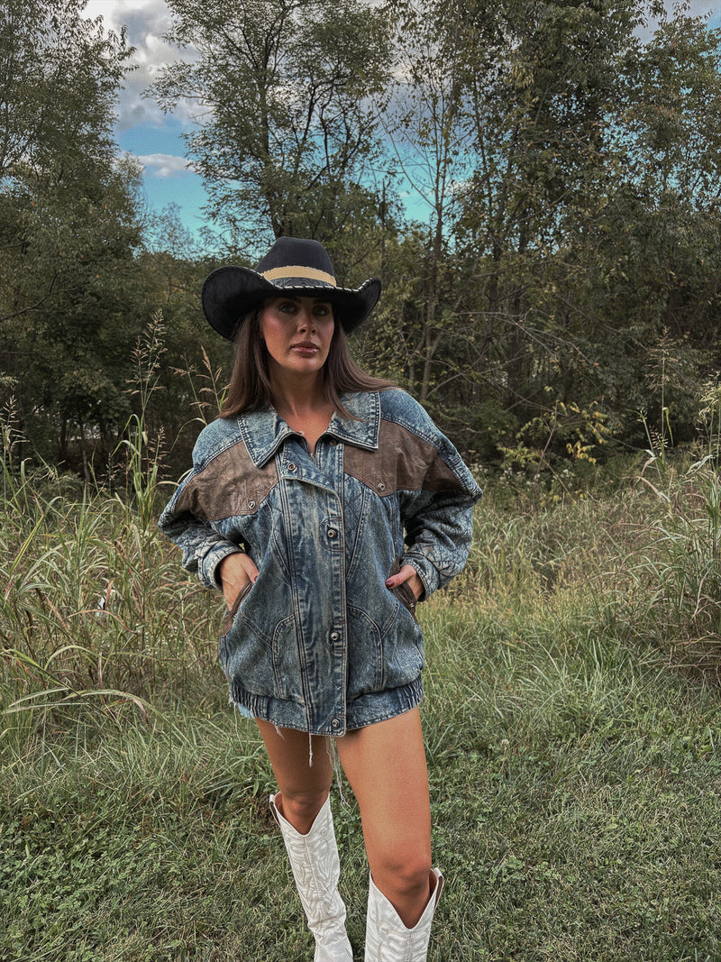 Retro Outlaw Denim & Suede Jacket