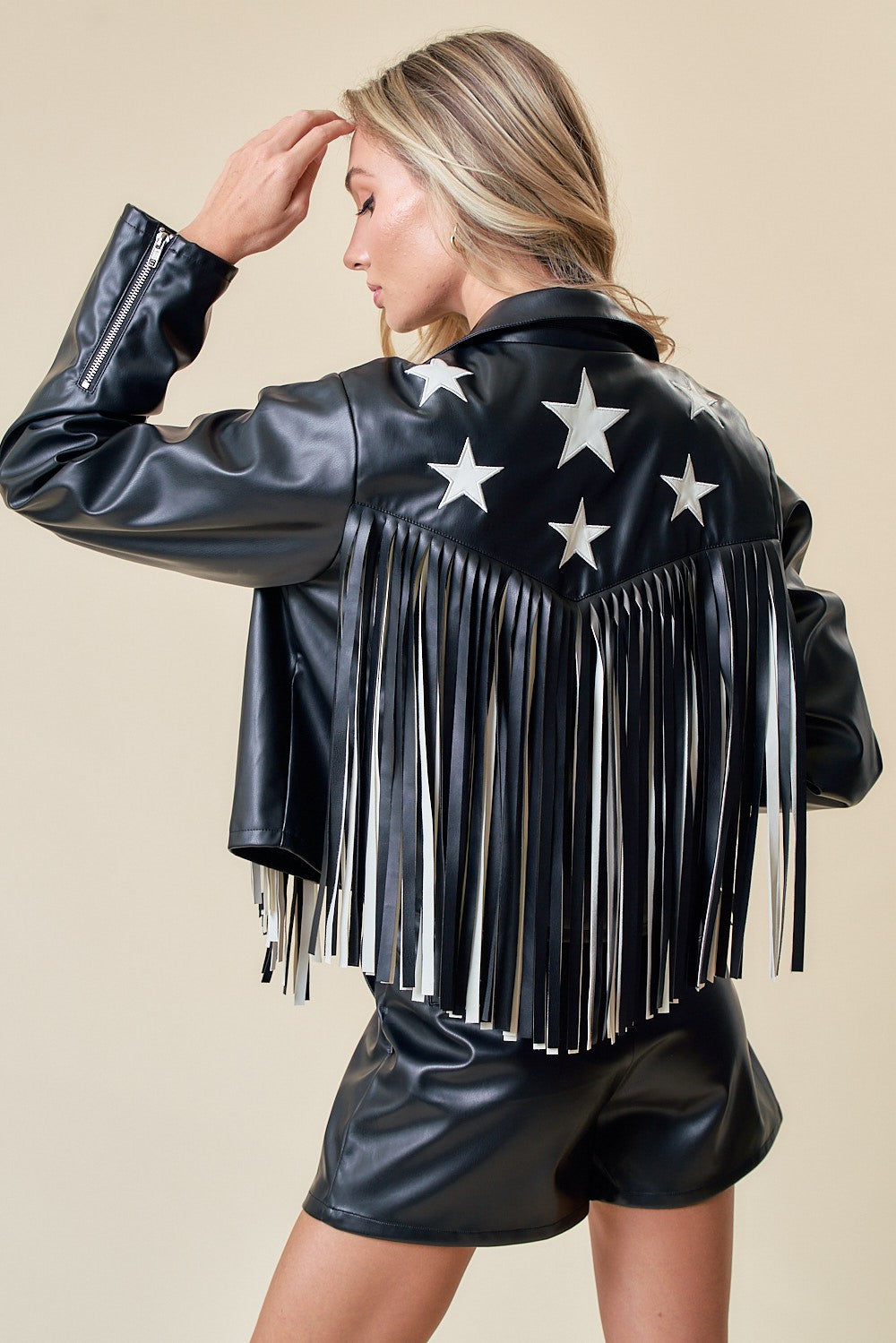 Rodeo Star Faux Leather Fringe Jacket