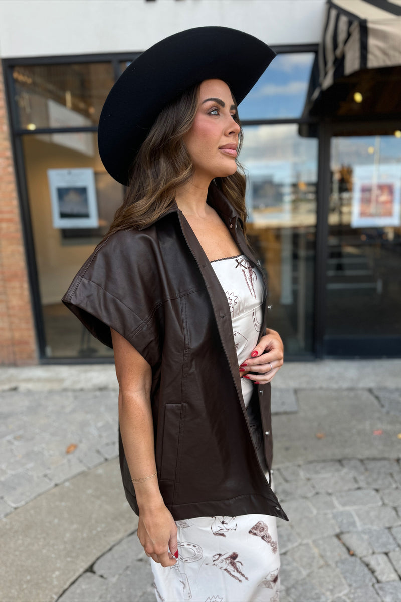 Antioch Leather Vest- Brown