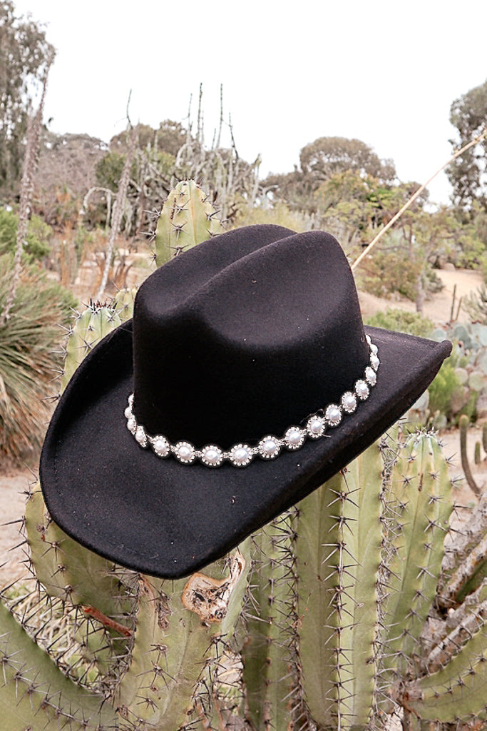 Pearl Cowboy Hat - Black