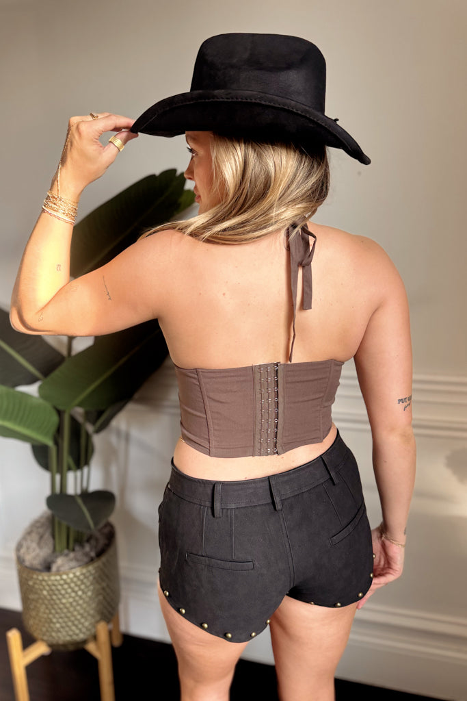 Bronzy Studded Halter Top