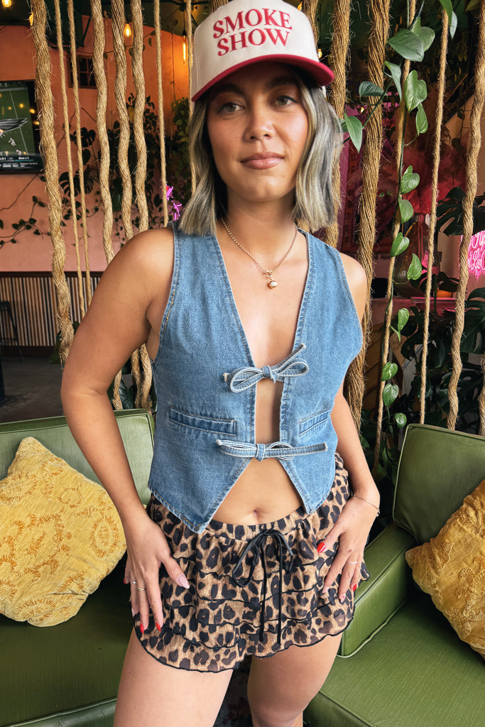 Denim Vest Tie Top