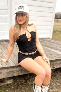 Savannah Lace Romper- Black