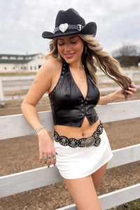 Linnea Faux Leather Bustier Top