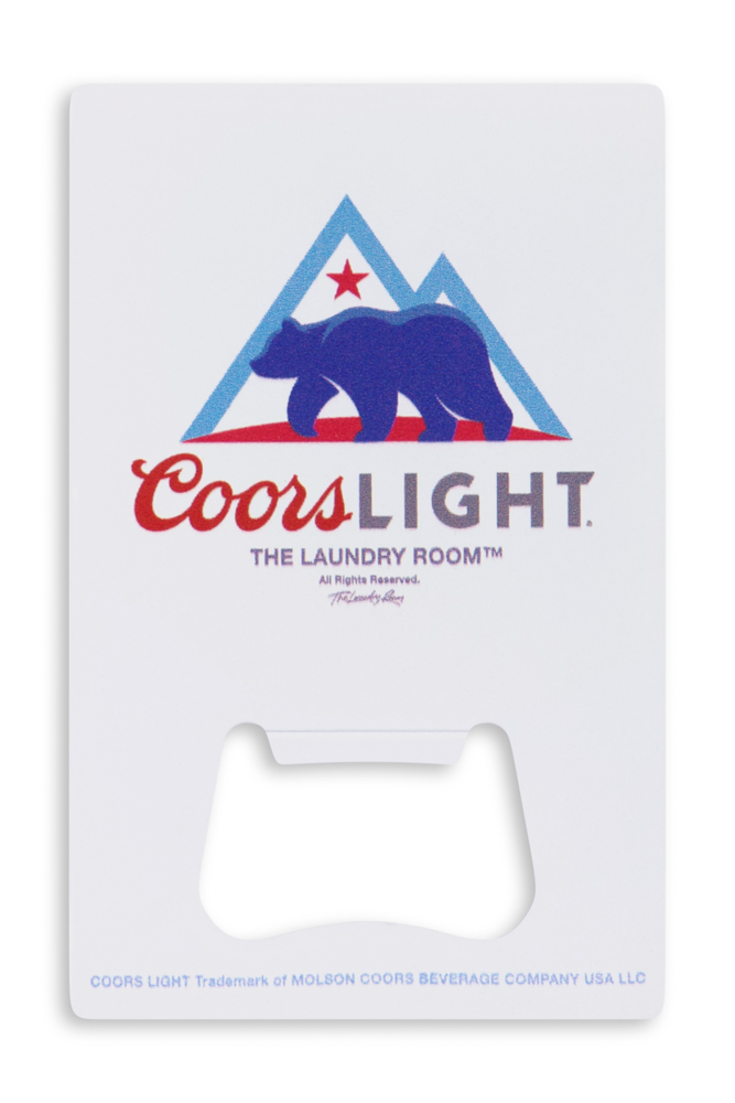 Coors Light bottle opener with bear graphic on a white background