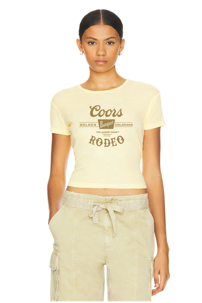 Coors Banquet Rodeo Baby Tee- Vintage Yellow