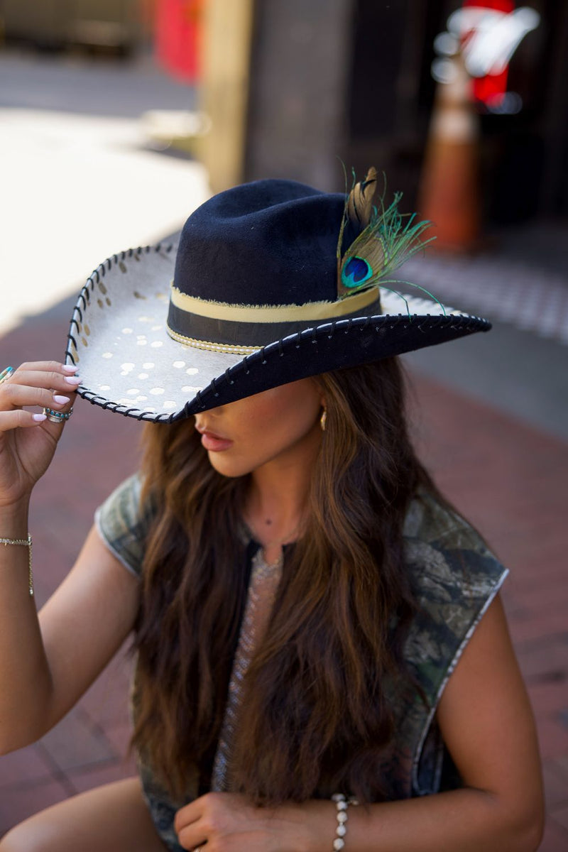 Renegade Gold Cowhide Cowgirl Hat - Black