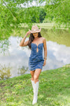 Saddle Stitch Dress-Denim