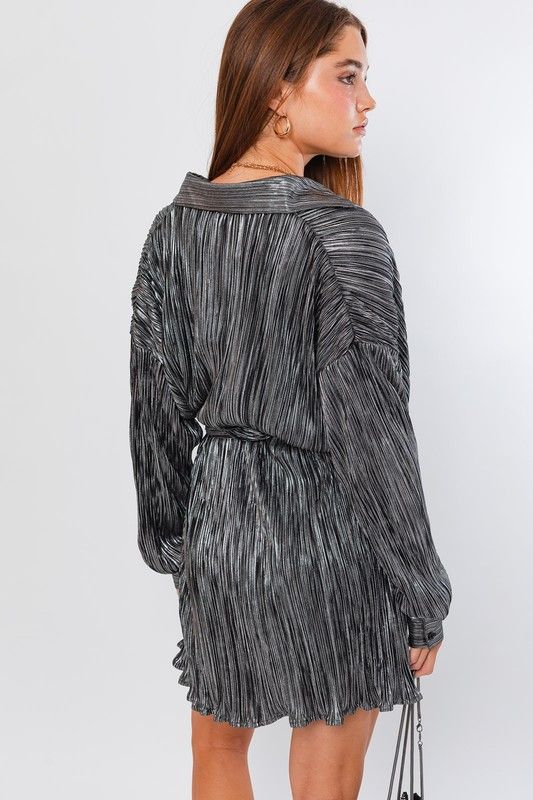 Radiant Pleated Dress - Silver Tinsel
