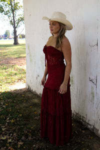 Savannah Lace Tube Top- Merlot