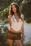 Maisie Western Corset Halter Top: Oatmeal