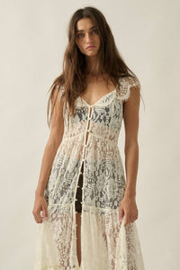 Desert Wildflower Lace Duster- Ivory