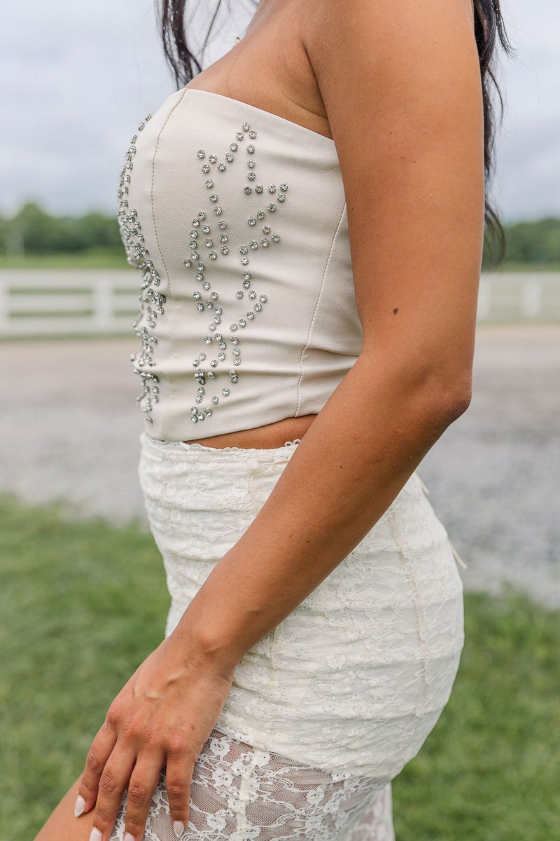 Beckee Western Corset Top- Ivory