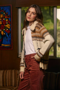 Wild Mustang Jacquard Zip Sweater